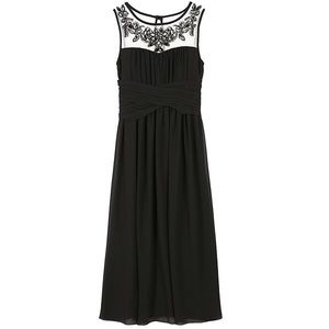Girls Embellished Illusion Neckline Maxi Dress
